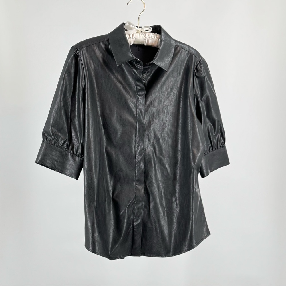 Tyler Boe Alice Vegan Leather Shirt in Black Size 8 - Picture 8 of 11